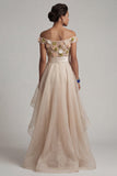 Off The Shoulder A Line Apricot Mother Of the Bride Dress with 3D Flowers