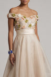 Off The Shoulder A Line Apricot Mother Of the Bride Dress with 3D Flowers