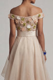 Off The Shoulder A Line Apricot Mother Of the Bride Dress with 3D Flowers
