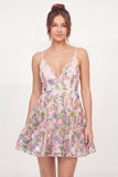 Floral Tulle A-Line Embroidered Pink Mini Ball Dress