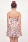 Floral Tulle A-Line Embroidered Pink Mini Ball Dress