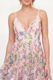 Floral Tulle A-Line Embroidered Pink Mini Ball Dress