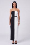 Off the Shoulder Black and White Bodycon Maxi Dress