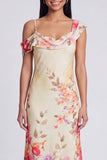 Black Tulle Asymmetrical Sheath Printed Maxi Floral Dress