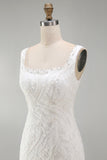 Sparkly White Thick Straps Beaded Floral Tight Short Cocktail Dress
