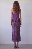 Purple Mermaid Chiffon Strapless Ruffled Midi Formal Dress