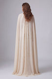 Mermaid Champagne Printed Long Formal Dress with Cape