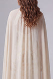 Mermaid Champagne Printed Long Formal Dress with Cape
