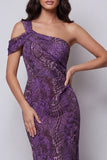 One Shoulder Mermaid Purple Chiffon Long Formal Dress