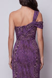 One Shoulder Mermaid Purple Chiffon Long Formal Dress