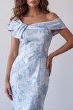 Mermaid Off the Shoulder Sky Blue Long Formal Dress