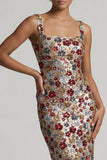 Sparkly Red Square Neck Floral Mermaid Sequin Long Mother of the Bride Dress