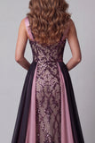 Plum Mermaid Sequin Pageant Dress with Cape