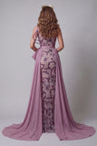 Vintage Mauve One Shoulder Sequin Mermaid Bowed Pageant Dress
