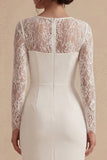 White Midi Bodycon Floral Wedding Dress with Lace