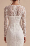 Bodycon Lace Long Sleeves Floral White Boho Engagement Dress