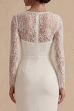 Bodycon Lace Long Sleeves Floral White Boho Engagement Dress