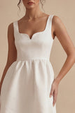 White Thick Straps A Line Short Graduation Dress