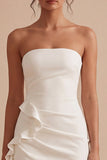 White Strapless Bodycon Mini Dress with Sash