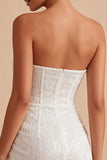 Sparkly Strapless Bodycon Sequin Corset Little White Dress