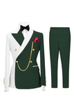 2 Piece Peak Lapel Black Double Breasted Men's Ball Suits