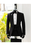2 Piece Shawl Lapel Blue One Button Men's Ball Suits with Beading