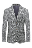 Sparkly Gold Notch Lapel Single Breasted Beaded Men's Jacket