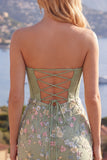 Sweetheart Pink Corset Bodycon Floral Homecoming Dress with Appliques