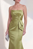 Strapless Green Mermaid Ruched Formal Dress