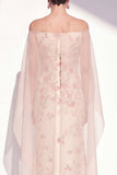 Apricot Strapless Floral Mermaid Long Mother Of the Bride Dress with Cape