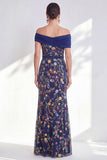 Green A-Line Off the Shoulder Floral Long Mother of the Bride Dress