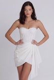 Strapless Corset Bodycon Lace Little White Dress