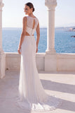 Ivory Lace Mermaid Cut Out Wedding Dress with Slit