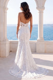 Ivory Mermaid Halter Embroidered Wedding Dress