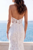 Ivory Mermaid Halter Embroidered Wedding Dress