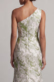 Light Green Floral One Shoulder Long Mermaid Mother of the Bride Dress