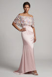 Blush Long Mermaid Floral Mother of the Bride Dress
