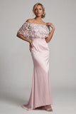 Blush Long Mermaid Floral Mother of the Bride Dress