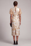 Sparkly Keyhole Champagne Long Floral Sheath Mother of the Bride Dress