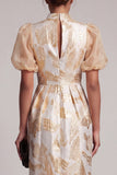 Sparkly Keyhole Champagne Long Floral Sheath Mother of the Bride Dress
