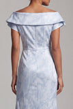 Mermaid Sky Blue Floral Long Mother of the Bride Dress with Slit