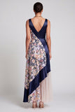 V-Neck Blush Long A Line Floral Mother of the Bride Dress