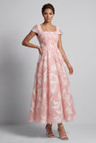 Sparkly Square Neck Blush Long A Line Beaded Mother of the Bride Dress