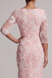 Blush Sequin 3/4 Sleeve Mermaid Mother Of the Bride Dress
