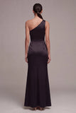 Black One Shoulder Mermaid Long Formal Dress with Slit