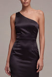 Black One Shoulder Mermaid Long Formal Dress with Slit