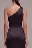 Black One Shoulder Mermaid Long Formal Dress with Slit