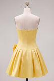 Mint Strapless Pearls A-Line Homecoming Dress with Bow