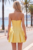 Mint Strapless Pearls A-Line Homecoming Dress with Bow