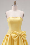 Mint Strapless Pearls A-Line Homecoming Dress with Bow